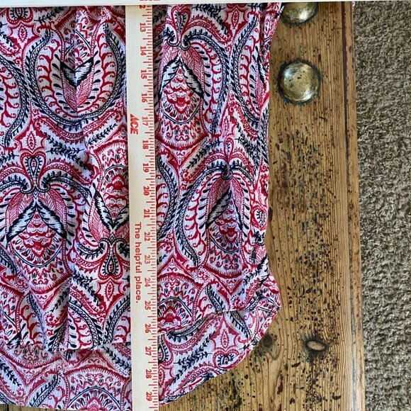 Chaps Womens Red Paisley Top X-Large 3/4 Sleeve Lightweight Cotton - Picture 6 of 6